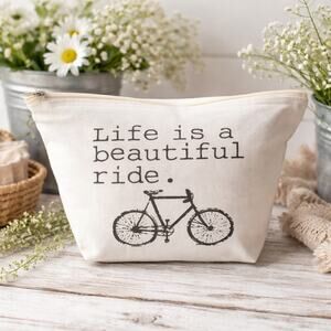Canvas Travel Cosmetic Bag Life Is Beautiful Ride NEW